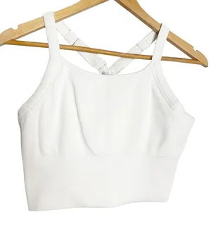 Alo Yoga White Seamless Ribbed Favorite Bra Cropped Athleisure Gym Tank Top S thumbnail 1
