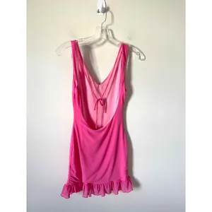 Hello Molly Tie Back Open Back Ruffle Mini Dress Pink Size Small thumbnail 4