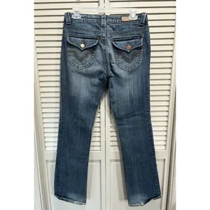SEVEN 7 Denim Med‎ Wash Denim Jeans Stitching Studs Size 30 Low Rise thumbnail 4