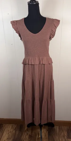 Nation LTD Fabienne Fused Ruffle Dress Brown mauve L‎ thumbnail 1