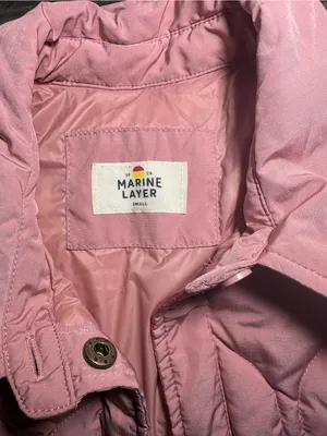 Marine Layer Leslie Puffer Down Quilted Overshirt Jacket Pink Mauve Size S thumbnail 9