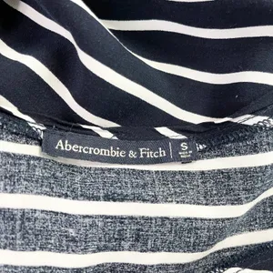 Abercrombie Womens Stripe V-Neck Blouse Top S Navy White Nautical Coastal Preppy thumbnail 5