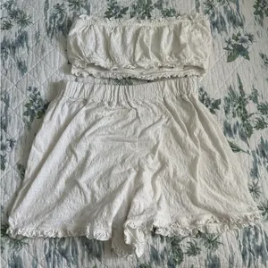 Free People Twyla Beach Shorts Top Bandeau Bra Set M Ivory White Free-EST thumbnail 15