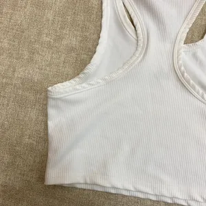 Alo White Ribbed Racerback Cropped Sports Tank thumbnail 4