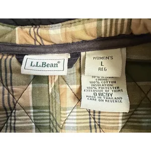 LL Bean‎ Vintage Quilted Riding Jacket Plaid Lined Black Women's Large Buttons thumbnail 4