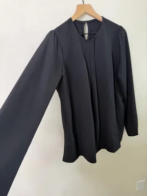 Clothes by Locker Room Black Pleated Long Sleeve Blouse‎ Pleat Womens Size L thumbnail 4