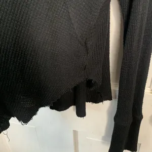 Free People Spring Valley Black Thermal Lace-Trim Top W-128 Sz Small thumbnail 8