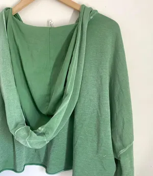Free People Morning Run Crop Oversized Hoodie Modal Blend Green size S thumbnail 6