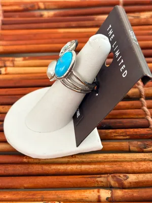 The Limited Silver-tone Trio Ring Turquoise, Pearl & Clear Stone Size 6.75 NWT thumbnail 3