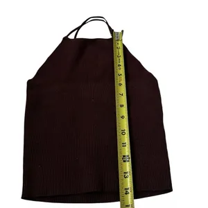 Zara Top Womens Small Ribbed Crop Halter Spaghetti Strap Brown Sleeveless | 6-28 thumbnail 5