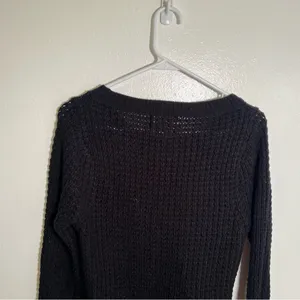 Ambiance Women's Size Medium Crewneck Loose Knit Sweater Black‎ High Low Hem thumbnail 6