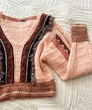 Free People Sweater Top Knitted Boho Bohemian thumbnail 4