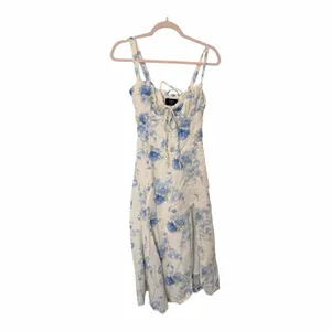 VICI Floral Linen Blend Sweetheart Corset Midi Sz Large Dress thumbnail 3