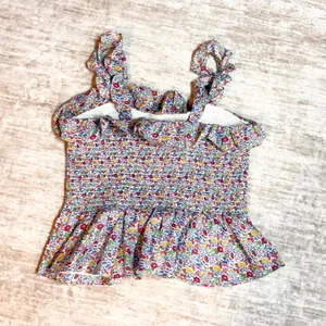 J Crew Womens Small Floral Crop Top Ruffle Flowers Smocked Liberty Fabric Summer thumbnail 5