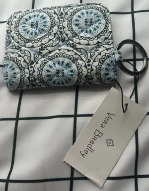Vera Bradley Floral Keychain Wallet in Blue and White thumbnail 1