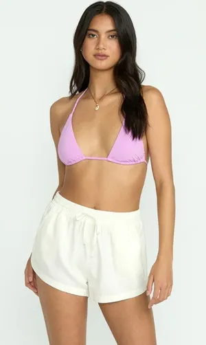 Billabong Women's Road Trippin Cotton Elastic Waist Shorts Size M White NWOT thumbnail 1
