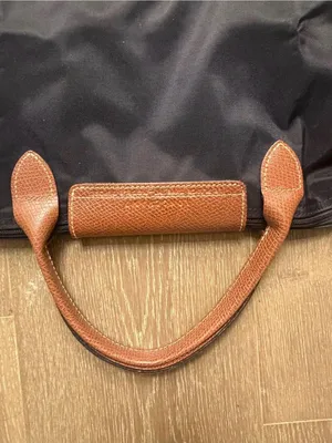 Longchamp Black Nylon Tote Medium size with Brown Leather Trim thumbnail 8
