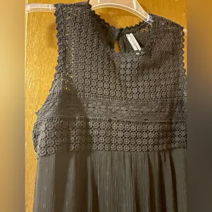 Anthropologie Karina Black Crochet Lace Swiss Dot Maxi Dress thumbnail 6