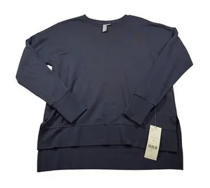 Sweaty Betty After Class Longline Crewneck Sweatshirt‎ Navy Blue Organic Cotton thumbnail 1