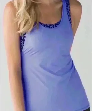 Lululemon Periwinkle Racerback‎ W/Cheetah Print Sport Bra thumbnail 1
