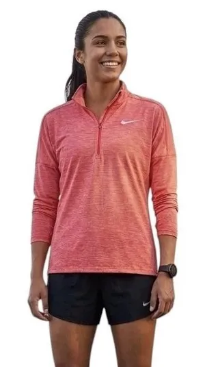 Nike Dri-FIT Pullover Shirt Womens L Pink 1/4 Zip Running Long Sleeve Athletic thumbnail 1