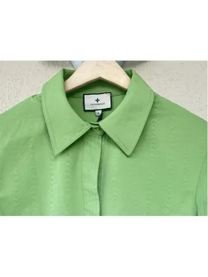 New Tuckernuck Pistachio Green Chloe Midi Dress S Belted Collared Moir Classic thumbnail 9