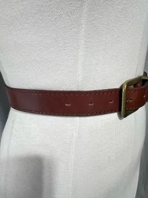Harness Cowhide Vintage Leather Belt Womens Size 34 Brass Buckle Western Cowgirl thumbnail 3