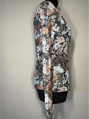 Floral Mesh Mock Neck Long Sleeve Top Y2K Festival Date thumbnail 3