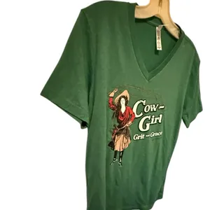 Bella Canvas Green Cowgirl T-Shirt nwot thumbnail 3