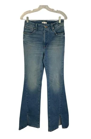 Good American size 4 27 split front flare jeans denim Classic Blue thumbnail 1