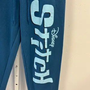 Disney Lilo & Stitch Teal Blue Fleece Jogger Sweatpants Small Graphic Print‎ thumbnail 6