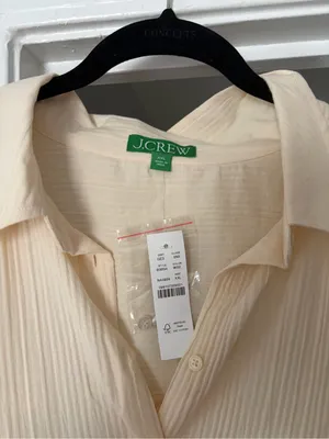 J. Crew Cream Pleated Button-Down Dress thumbnail 3