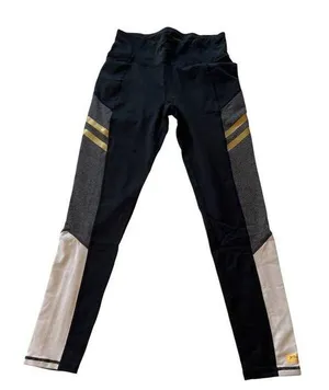 Betsey Johnson Performance Womens Leggings M Black/Gray/Gold Polyester Spandex thumbnail 1
