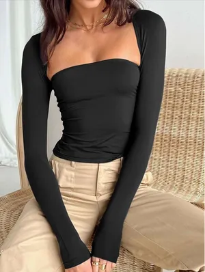 Long Sleeve Shrug Bolero and Tube Top thumbnail 1
