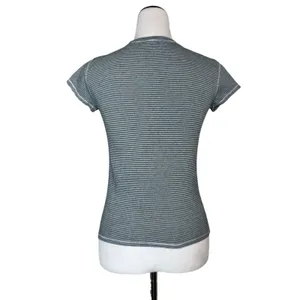 Ralph Lauren Striped Crew Neck T-Shirt Black White Pony Logo Womens Small Preppy thumbnail 3