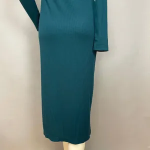 Mast & Harbour Dress Bodycon Ruched Midi Teal Green‎ Size Small Women Side Slit thumbnail 9