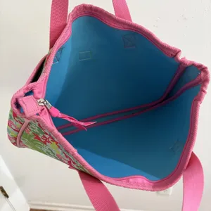 Lilly Pulitzer Pink Green Checking In Print Laptop Case Bag Padded Neoprene thumbnail 5