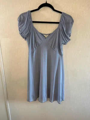 See You Monday Blue Puff Sleeve Mini Dress Medium Babydoll thumbnail 2