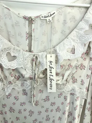 For Love and Lemons Pastel Fields Pink Rose Midi Dress NWT Size Medium thumbnail 5