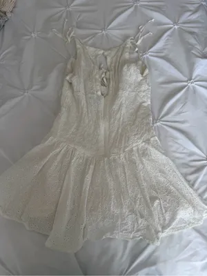 White Eyelet Tie-Shoulder Mini Dress thumbnail 2