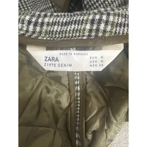 Zara Oversized Plaid Utility Coat Jacket Medium Green Gray Check thumbnail 9