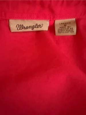 Wrangler western cowgirl vibrant red shirt embroidery rhinestone detail Medium thumbnail 6