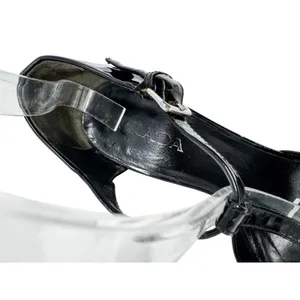 Prada Ombre Patent Leather T-Strap Pumps Black Metallic Green Gold 38.5 thumbnail 6