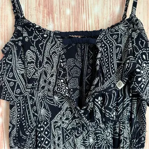 Element Eden Black Dot Paisley Print Spaghetti Strap Strapless Maxi Dress Size L thumbnail 12