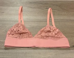 LIVELY LIGHTLY LINED PLUNGE SHELL TRIANGLE BRALETTE‎ PINK SIZE SMALL thumbnail 1
