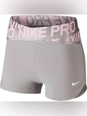 Nike Pro Women’s Mid-Rise 3" Biker Shorts – Thunder Grey/Pink Foam/Metallic – XS thumbnail 3