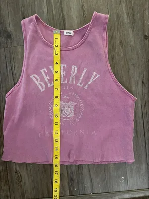 Garage Pink Ribbed Cropped Beverly Hills Tank Top Size M thumbnail 5