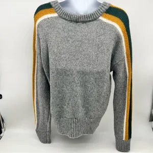 Madewell Unisex Gray and Yellow Crew Neck Sweater with Retro Stripes-Size S thumbnail 6