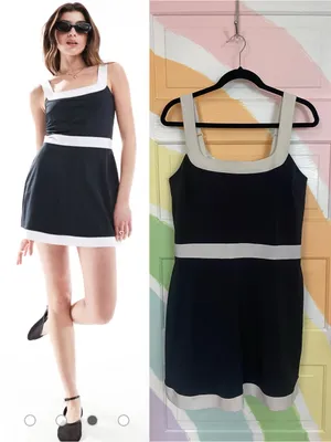 Abercrombie & Fitch Mini Skort Dress Black & White Tennis Athletic Golf Sz LT 🧡🎀 thumbnail 3