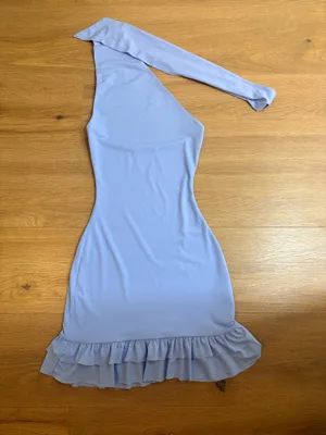 Lucy in the sky Scarf Halter Ruffle Dress in Periwinkle Blue thumbnail 4